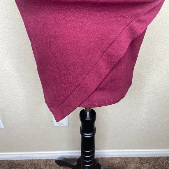 Oboe Burgundy Halter Asymmetrical Front Pullover Mini Dress Barbiecore Sexy Sm - Picture 5 of 14